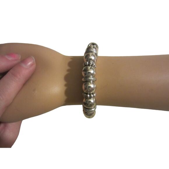 Silver Beaded Charm Bracelet w/ Crystal Heart & Flower Dangles - Picture 5 of 8